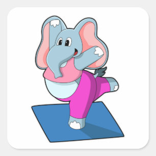 Elephant at Yoga Stretching exercises in Standing Square Sticker