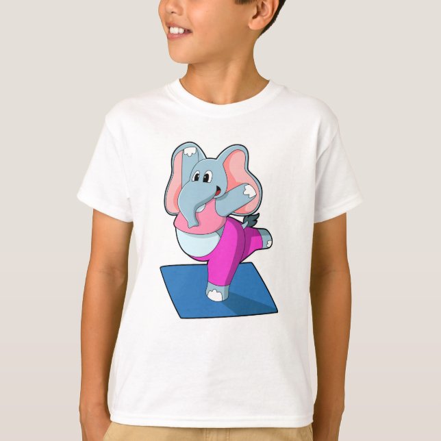 Elephant at Yoga Stretching exercises in Standing T-Shirt (Front)