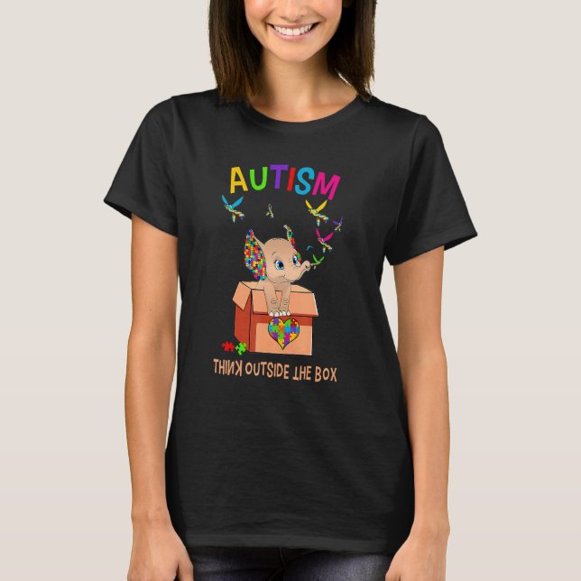 Elephant Autism Awareness Elephant T-Shirt (Front)