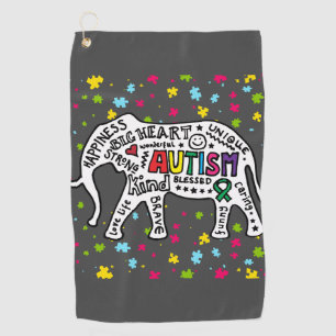 Elephant Autism Awareness Golf Golf Towel