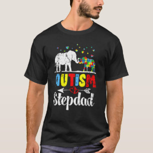 Elephant Autism Stepdad Puzzle Heart Love Autism A T-Shirt