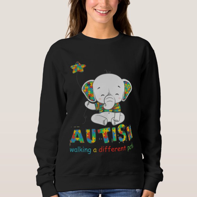 Elephant Autism Walking A Different Path Fitted Sweatshirt (Front)
