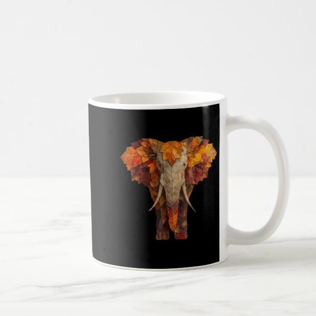 Elephant Autumn Leaves Artistic Animal Art Fall Ae Coffee Mug (Right)