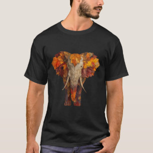 Elephant Autumn Leaves Artistic Animal Art Fall Ae T-Shirt