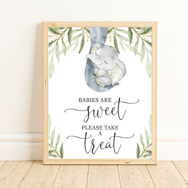 Elephant babies are sweet take a treat baby shower poster (Creator Uploaded)