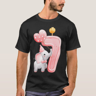 Elephant Baby 7th Birthday 7 Year Old Birthday Cak T-Shirt