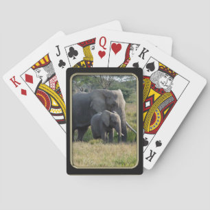 Elephant Baby and Mum Photo Art Playing Cards