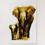 Elephant & Baby - Animals Art Jigsaw Puzzle<br><div class="desc">Elephant & Baby Elephant Walking. Black,  Grey & White Tones Digital Animal Artworks - Elephants Art - Animals in Nature Digital Edited Pictures Photos</div>