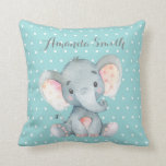 Elephant Baby Aqua Teal Turquoise and Gray Cushion<br><div class="desc">Elephant Baby Aqua Teal Turquoise and Gray Throw Pillow</div>