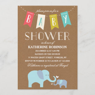 Elephant Baby   Baby Shower Invitation