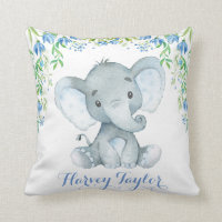 Elephant Baby Boy Nursery Pastel Blue Flowers