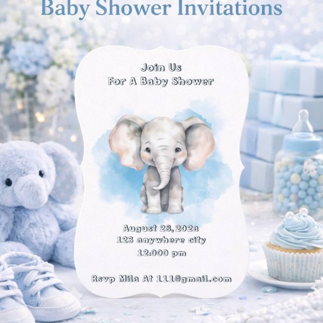 Elephant baby boy shower invitation  (Creator Uploaded)