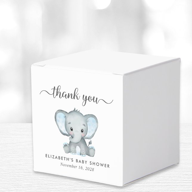 Elephant Baby Boy Shower Thank You Favour Box (Creator Uploaded)