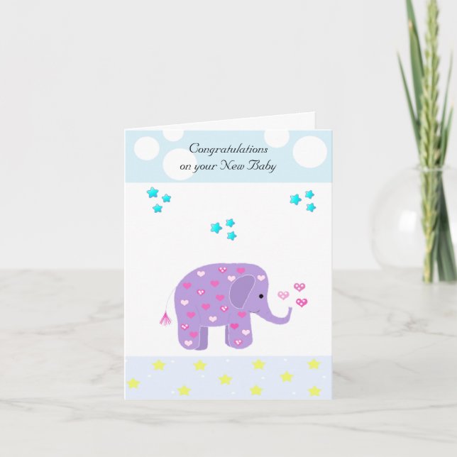 Elephant Baby Congratulations Card (Front)