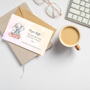 Elephant Baby Diaper Raffle Enclosure Card