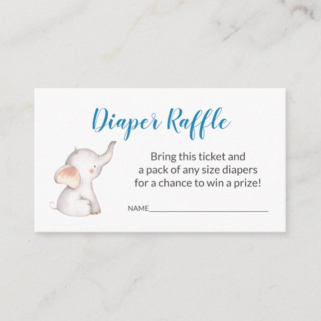 Elephant Baby Diaper Raffle Ticket Enclosure Card (Front)