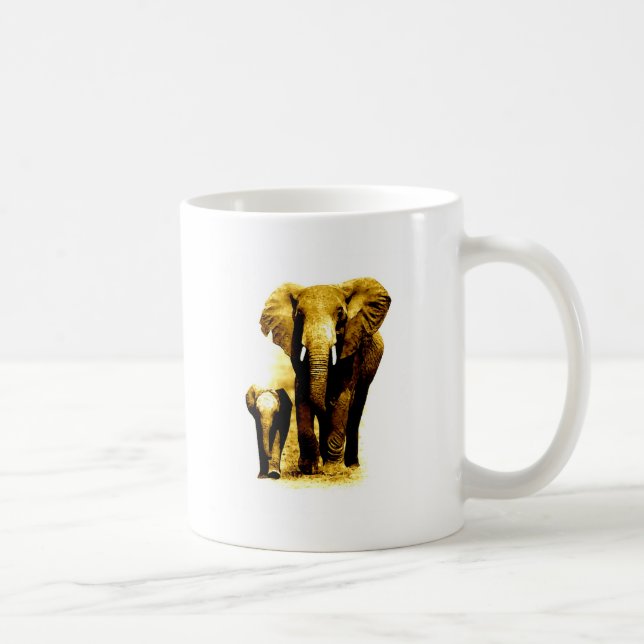 Elephant & Baby Elephant Coffee Mug (Right)