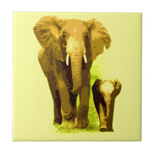 Elephant & Baby Elephant Tile