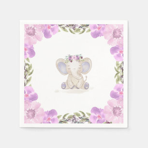Elephant Baby Girl Baby Shower Napkin
