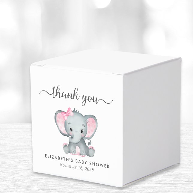 Elephant Baby Girl Shower Thank You Favour Box (Creator Uploaded)