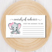 Elephant Baby Girl Shower Words of Advice