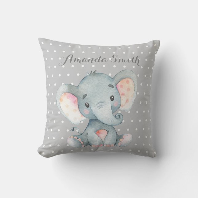 Elephant Baby Gray Cushion (Front)