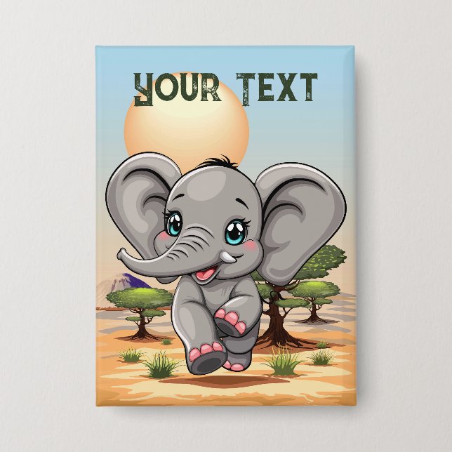 Elephant Baby Jumping Happy in African Savannah (Front)