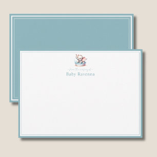 Elephant Baby Misty Aqua Border Nursery New Baby  Card