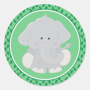 Elephant   Baby Safari Animals Round Sticker