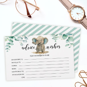 Elephant baby shower advice wishes stationery
