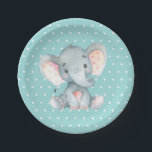 Elephant Baby Shower Aqua Teal Turquoise Paper Plate<br><div class="desc">Elephant Baby Shower Aqua Teal Turquoise Paper Plate</div>