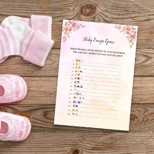 Elephant Baby Shower Baby Emoji Game Card