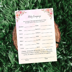 Elephant Baby Shower Baby Language Game Card