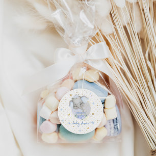 Elephant Baby Shower Blue  Classic Round Sticker