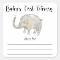 Elephant Baby Shower bookplate, books for baby
