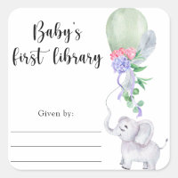Elephant Baby Shower bookplate, books for baby