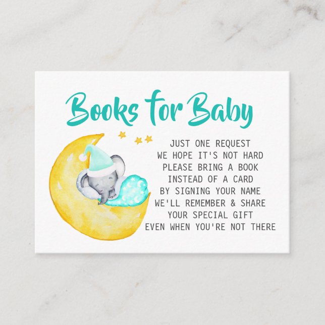Elephant Baby Shower Books for Baby Enclosure Card (Front)