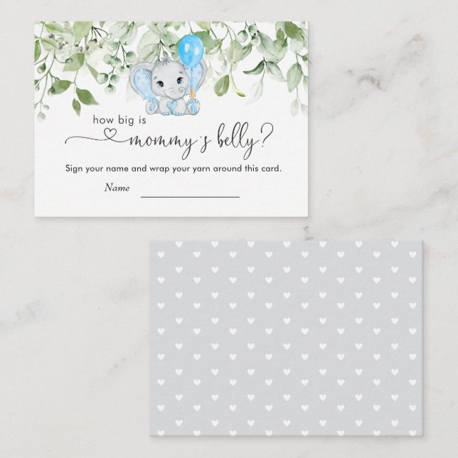 Elephant Baby Shower Boy How Big Is Mummy's Belly Enclosure Card (Front/Back)