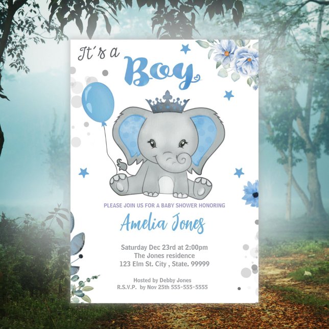 Elephant Baby Shower Boy  Invitation (Creator Uploaded)