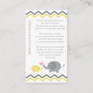 Elephant Baby Shower Bring a Book Insert   Yellow