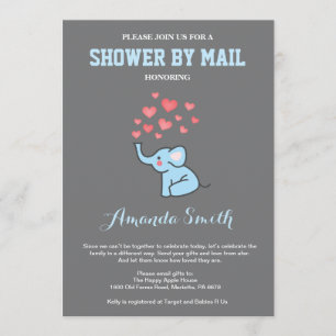Elephant Baby Shower by Mail Blue and Grey Invitation