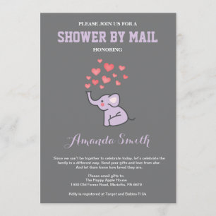 Elephant Baby Shower by Mail Purple and Grey Invitation