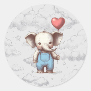 Elephant Baby Shower Classic Round Sticker