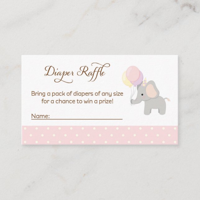 Elephant Baby Shower Diaper Raffle Tickets Enclosure Card (Front)