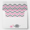 Elephant Baby Shower Envelope Pink Grey Chevron