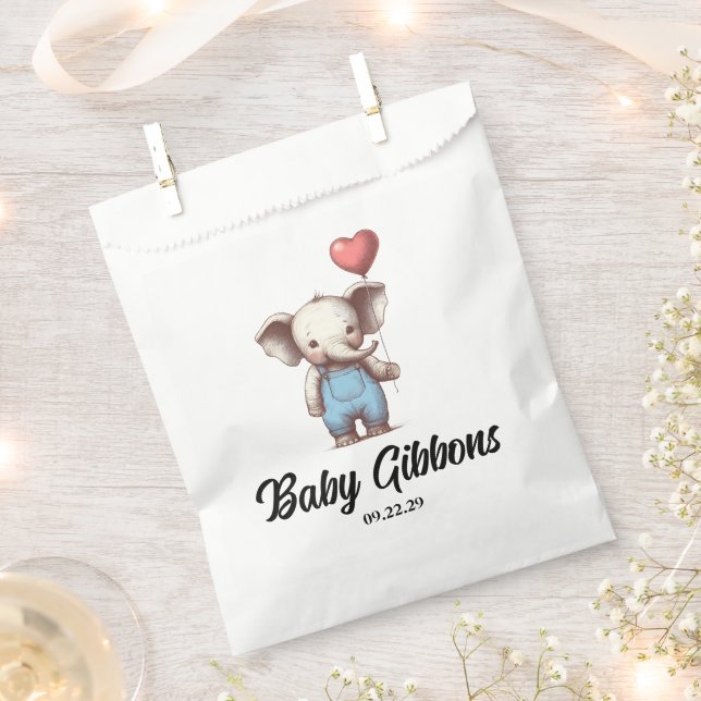 Elephant Baby Shower Favour Bags (Clipped)