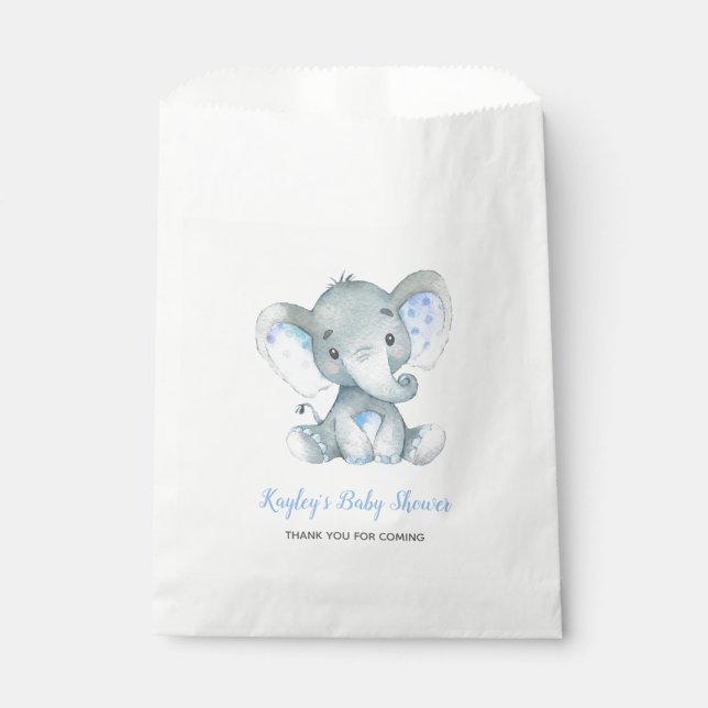 Elephant Baby Shower Favour Bags Boys Personalised (Front)