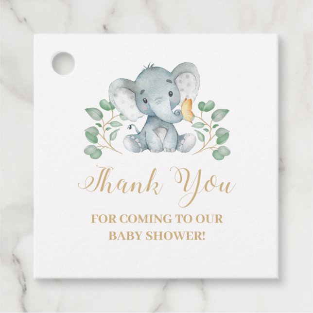 Elephant Baby Shower Favour Tags (Front)