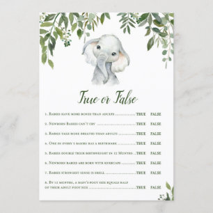 Elephant Baby Shower Game w answer back 5x7 size Invitation