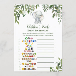 Elephant Baby Shower Game w answer back 5x7 size Invitation